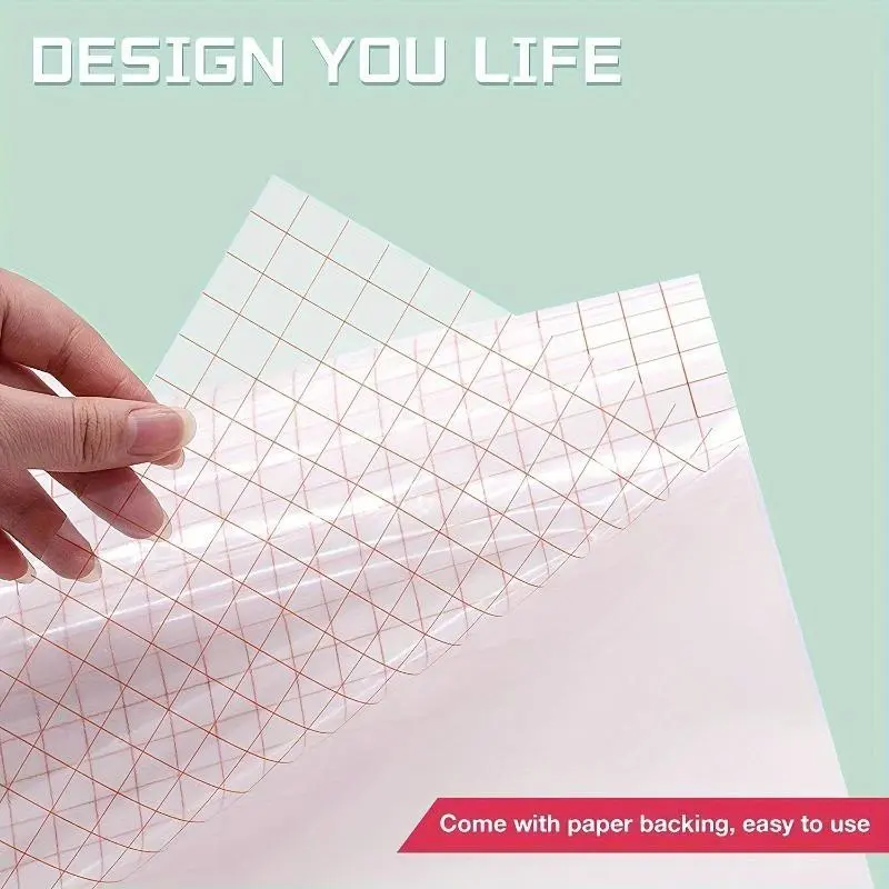 Grid line transfer tape | Transparent, with paper backing - no residue | Removable sticker tape transfer paper | Large format label making tape, DIY craftsman, label maker