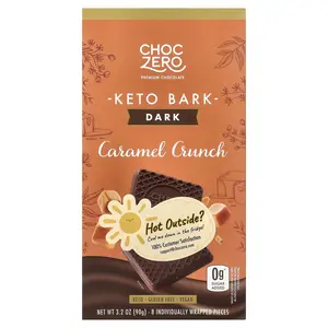 ChocZero Keto Bark, Dark Chocolate, Caramel Crunch, 8 Mini Bars, 3.2 oz (90 g) ChocZero Keto Bark, Dark Chocolate, Caramel Crunch, 8 Mini Bars, 3.2 oz (90 g)