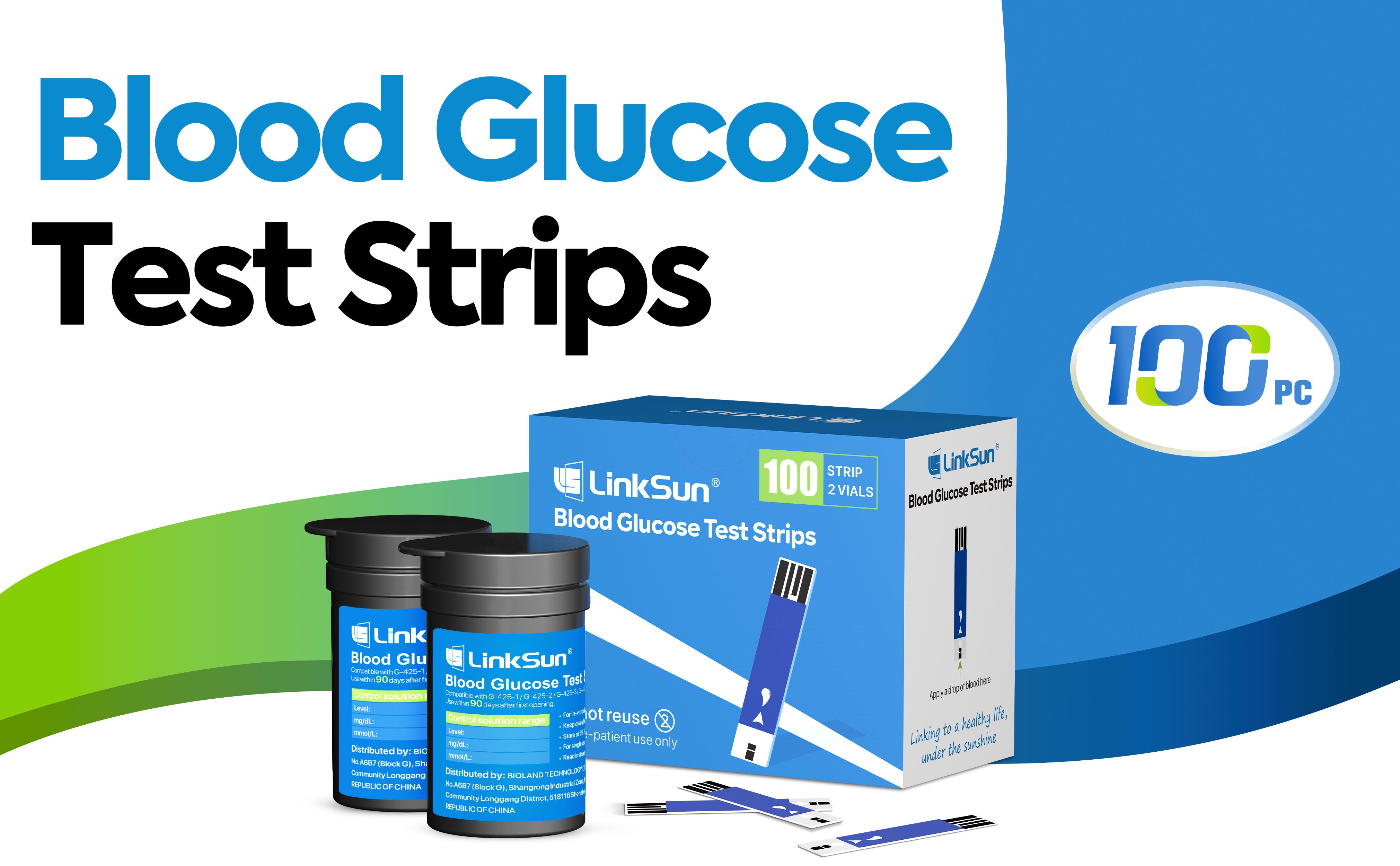 Linksun Diabetic Blood Test Strips*100,Used for G-425-1,G-425-2/2V,G-425-3 Blood Glucose Monitor,0.7μl Blood Sample,Accurate Measurement,Results in 5 Seconds, 2 Bottles of 100 Pc Healthcare（Only Includes the Glucose Test Strips * 100 pcs）#SpringStatements