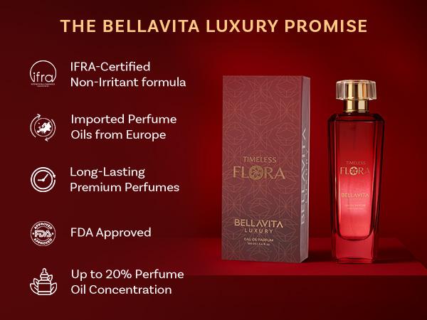 Bella Vita Luxury TIMELESS FLORA Women's Fragrance | EDP Perfume for Women | Floral Top Note | 100 ml pack | 3.4 Fl. Oz. | Floral and Bouquet notes | Gift for Women | Eau de Parfum
