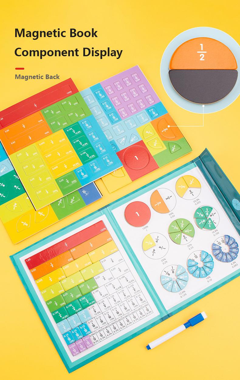 Montessori Early Education Wooden Magnetic Fractions Puzzle - Interactive Math Learning Tool for Kids