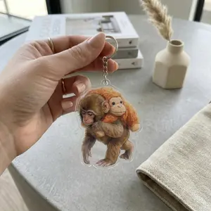 Punch Monkey Acrylic Keychain, Emotional Support Monkey Bag Charm, Animal Lover Gift