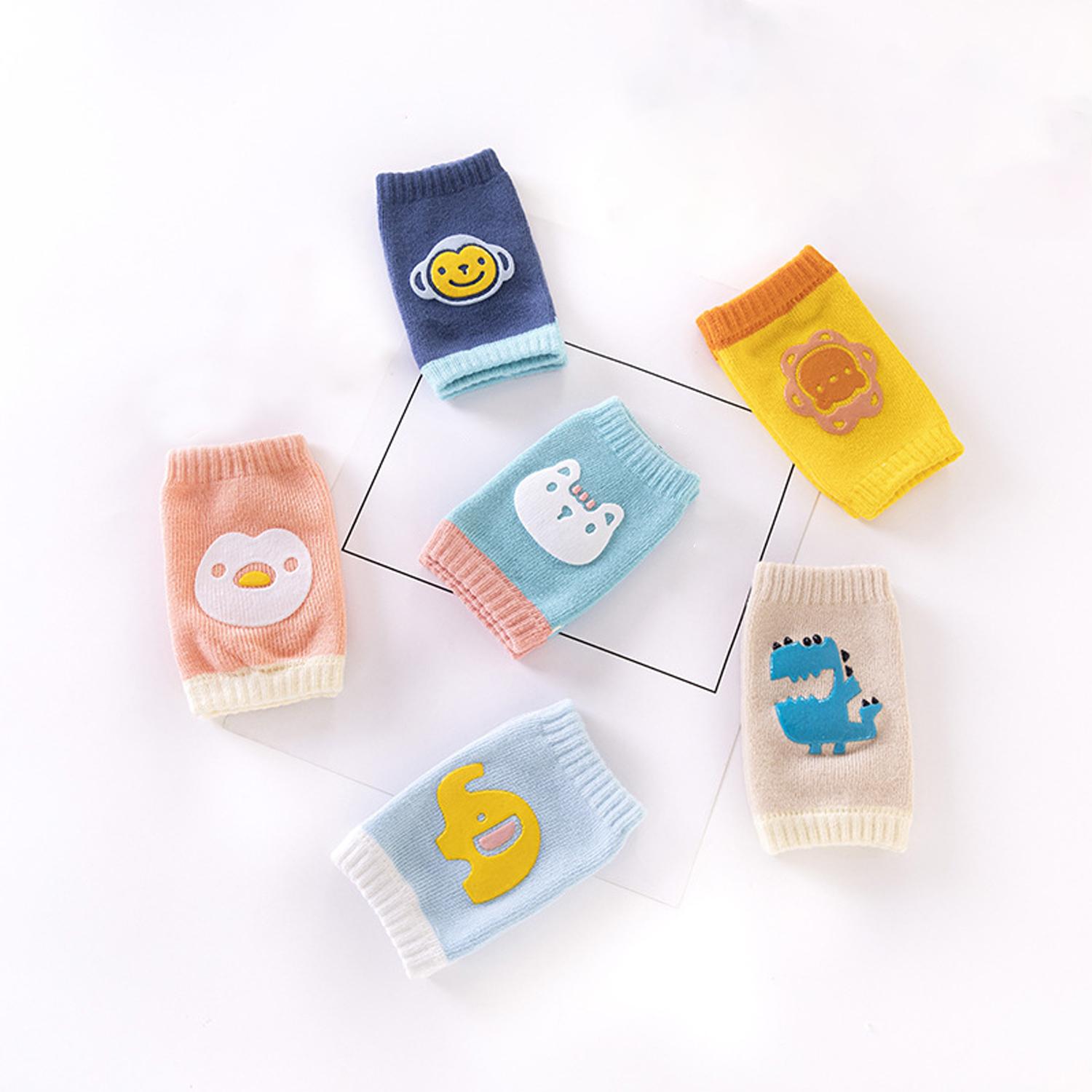 6 pairs of baby crawling non-slip knee pads for boys and girls cartoon elastic toddler solid color knee pads four seasons warm accessories baby gifts baby knee pad baby  knee  pads