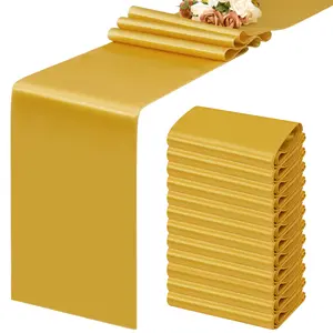 12 Packs Satin Table Runners 12 x 108 inch Long Smooth Fabric Table Runner for Wedding Banquet Graduations Birthday Party, Table Runners fit Rectanger and Round Table