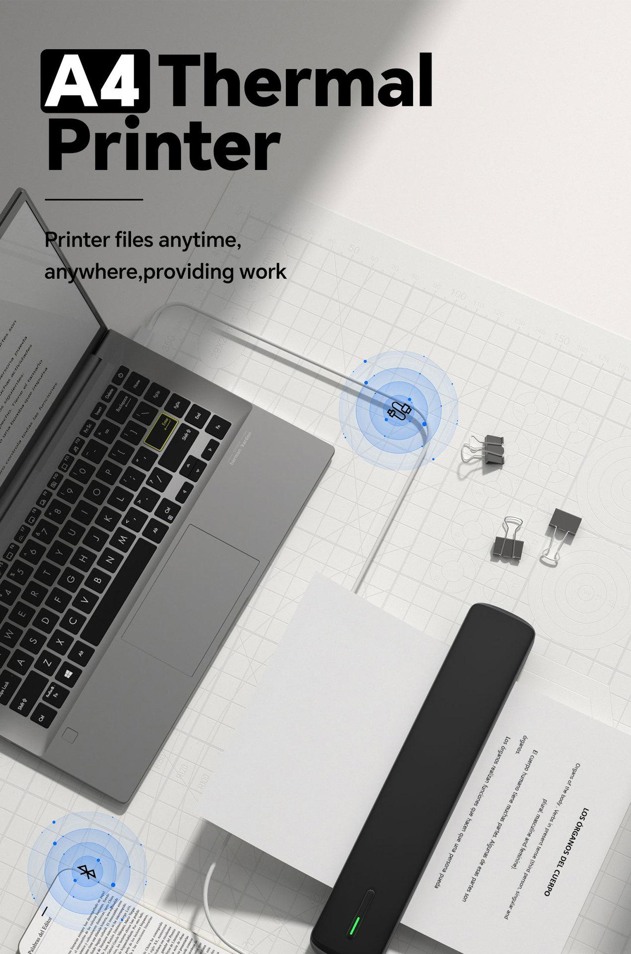 Portable Thermal Printer D810 - Wireless A4 Printer for Office School Travel Home Tattoo Scenarios Ideal Gift