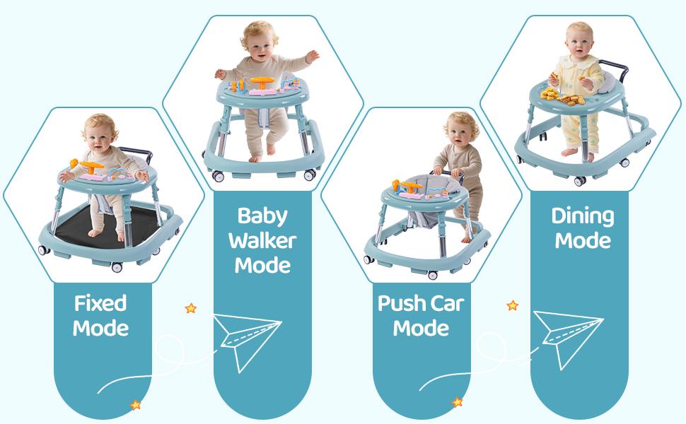 Baby Walker,Foldable, 9-Speed, Height-Adjustable Baby Walker, Wheeled Waby Walker, Infant Walker with Music Disc, Anti-fall Baby Walker, and Children's Activity Center with Foot Pads (suitable for boys and girls aged 6 to 24 months)