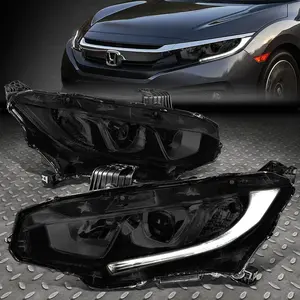 FOR 16-21 HONDA CIVIC PAIR SMOKED HOUSING LED DRL PROJECTOR HEADLIGHT HEAD LAMPS
