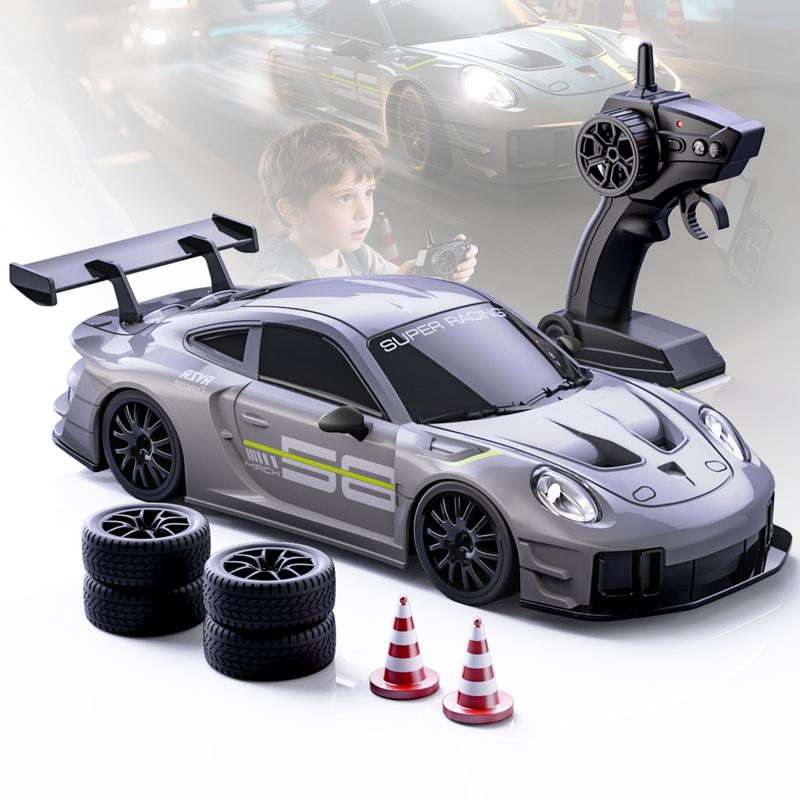 RC Drift Racing Car，PORSCHE 911 GT2 ，1:24 Scale，4WD High-Speed,Free Drift Tires & Traffic Cones，Rechargeable Dual Tires,2.4GHz Anti-Interference Multi-Car Perfect Gift for Kids Adults Fun Birthday Christmas Surprise
