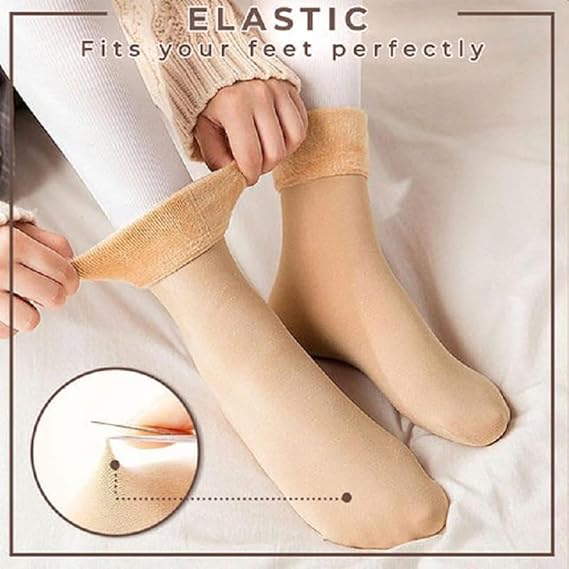 10pcs/5 Pairs Autumn Winter Socks for Women Thickened Fleece Lined Cold-Proof Warm Self-Heating Snow Socks Unisex Floor Socks Mid-Calf Socks