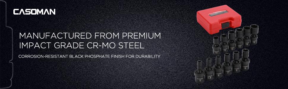 CASOMAN 1/4-Inch Drive Shallow Universal Impact Socket Set Metric 12-Piece 5mm-15mm 6-Point Cr-Mo Swivel Socket, #TikTokShopBlackFriday