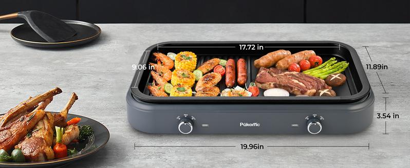Pukomc 2-in-1 Reversible Non-Stick Grill Plate & Griddle Electric Indoor Grill with Adjustable Temp Detachable Design Dishwasher Safe Oil Drip Tray Stainless Steel Grilling 1500W Power Household Appliances Pukomc 2-in-1 Reversible Non-Stick Grill Plate & Griddle Electric Indoor Grill with Adjustable Temp Detachable Design Dishwasher Safe Oil Drip Tray Stainless Steel Grilling 1500W Power Household Appliances