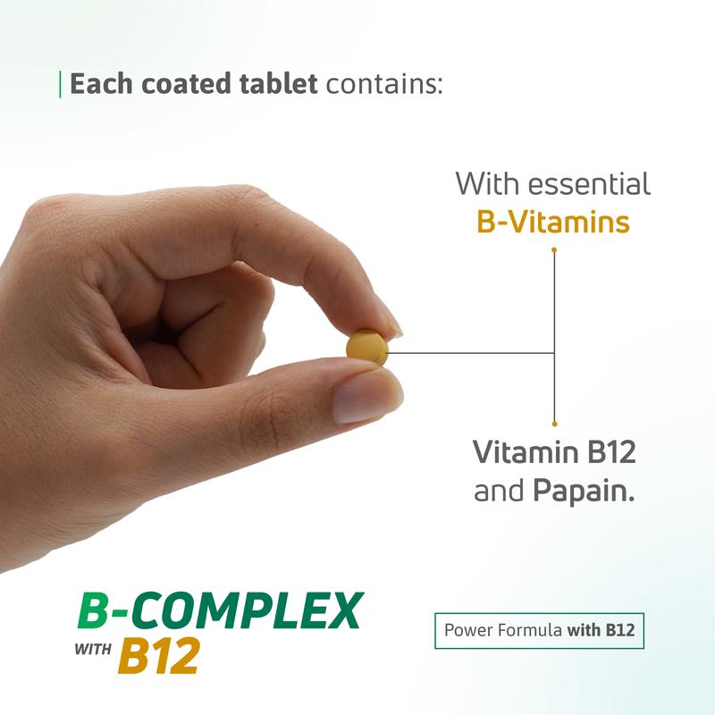 B-100 Complex with B12 High Potency B Vitamin Formula – 90 Coated Tablets