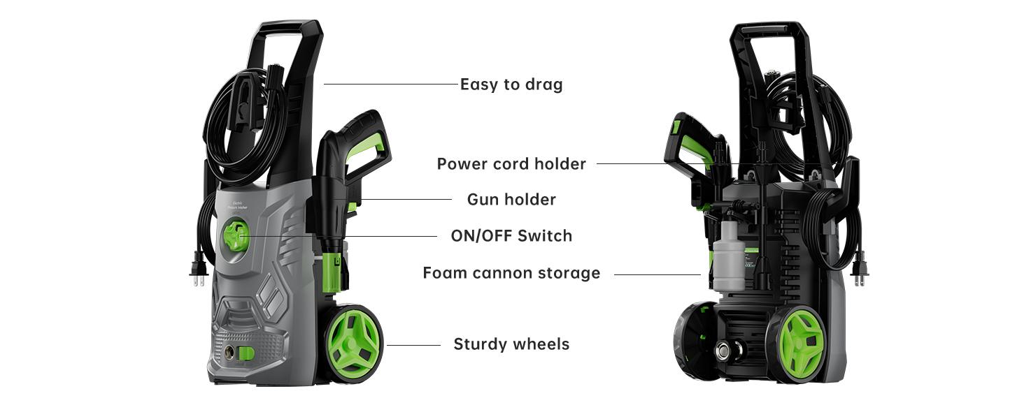 【CarWash】Etoolab Electric Pressure Washer with 4200PSI Max 2.6GPM, Electric Power Washer with Hose Reel 35FT, Foam Cannon, Portable to Clean Patios, Cars, Fences, Driveways, Floor Pool Cleaning