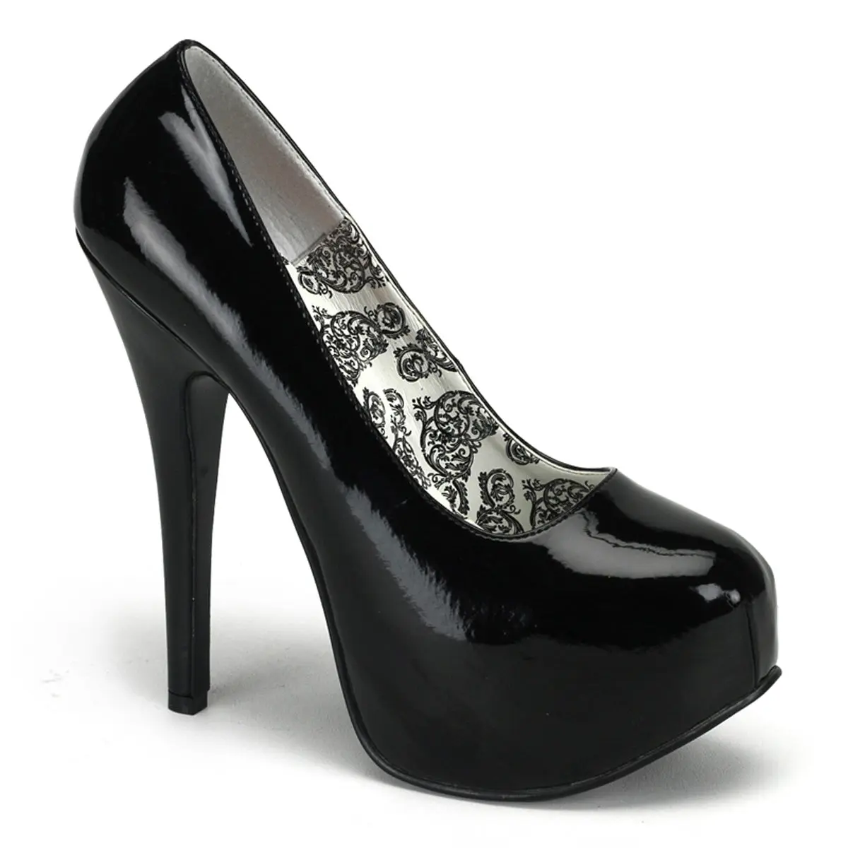 Women's Wide Width Pumps, Teeze-06W Solid Black Platform High Heels with 5.75" Heel for Elegant Formal Wear, Footwear, Classy, Fashion, 1 3/4" Hidden Platform