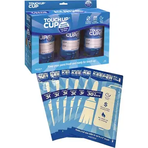 As Seen On Shark Tank Products- Touch Up Cup Paint Storage Containers and Roller Paint Brush Bag, ​​3 Plastic Painting Cups with Lids, 6 Bags
