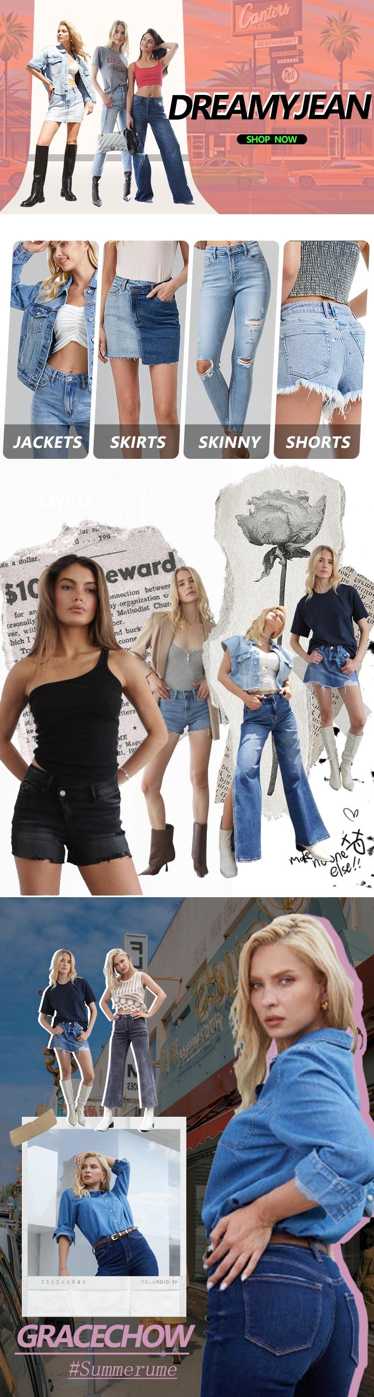 Riley Vogatiques Non-Stretch Mid High Rise Frayed Raw Hem Ripped Jean Shorts Rigid Denim Summer Womenswear Rolled Hem Denim Shorts Distressed Beach Casual