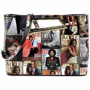 Michelle Obama Magazine Cover Collage Crossbody Bag Satchel Handbag
