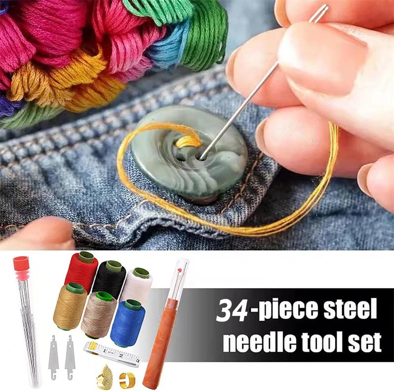 34PCS Sewing Tool Set Sewing Kit Needles Thread Hand Repair Tools Multi-Purpose Needle and Thread Kits Daily Use Sewing Working Kit for Beginners 34PCS Sewing Tool Set Sewing Kit Needles Thread Hand Repair Tools Multi-Purpose Needle and Thread Kits Daily Use Sewing Working Kit for Beginners