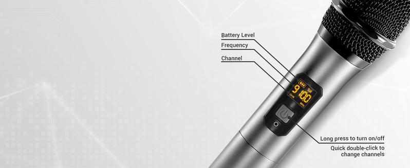 TONOR TW-820 Wireless Microphone System - Metal Dual UHF Cordless Microphones for Home Karaoke, DJ, Wedding, and More with Clear Sound Quality