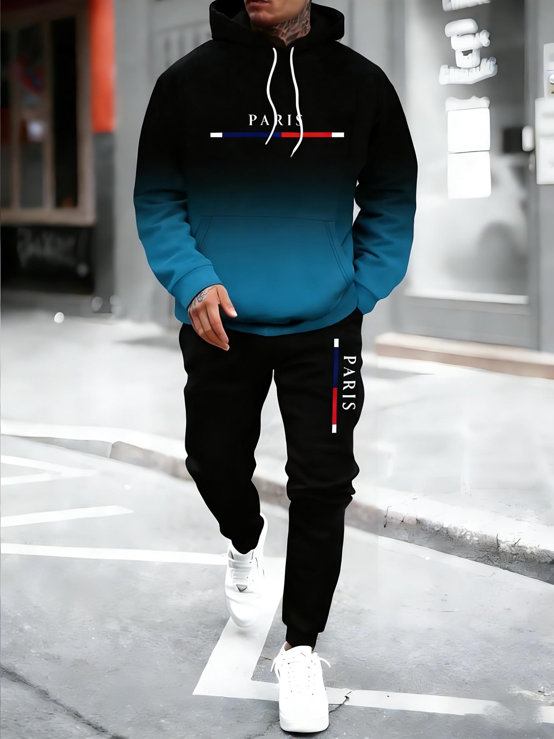 Men's Hooded Sweatshirt Set 2026 New Gradient Cool Casual Outfit