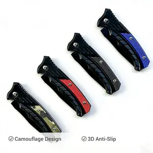 New Year Special 4-piece Camouflage Folding Knife Set, stainless steel blades, with 3D anti-slip handles, suitable for survival EDC pocket knives, ideal for camping, fishing, hiking, and a perfect gift for outdoor enthusiasts and collectors.