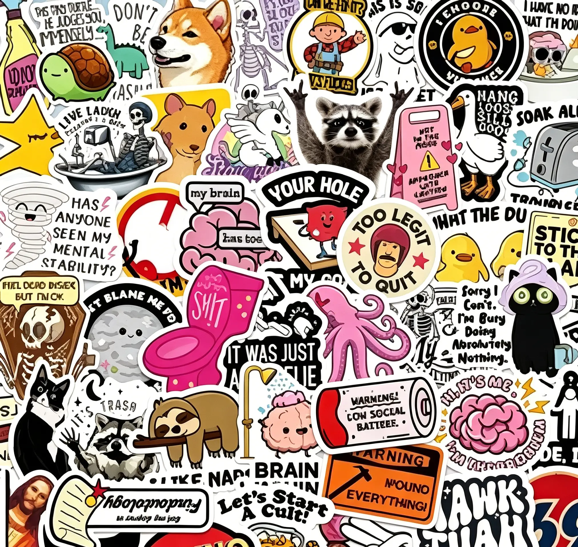 130Pcs Unhinged Meme Stickers Funny Relatable Quotes for Laptops Water Bottles & Hard Hats Waterproof Vinyl Decals
