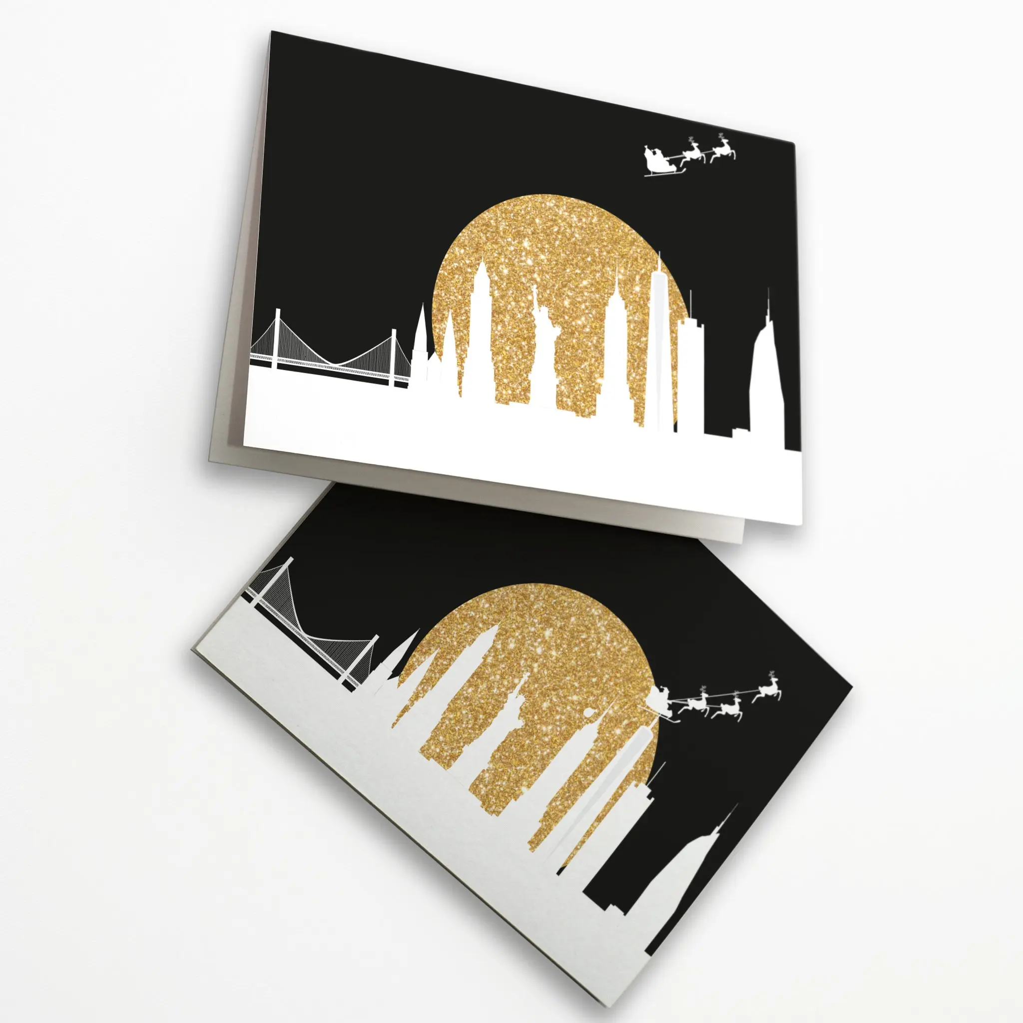 Santa Flying Over New York City Christmas Cards, Set of 24