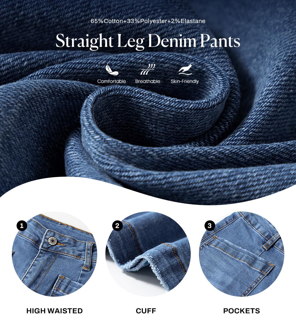 Sidefeel Women's Wide Leg Jeans High Waisted Stretchy Jeans Straight Leg Loose Fit Zimbaplatinum Ankle Denim Pants TikTokShopBlackFriday Formal Summer