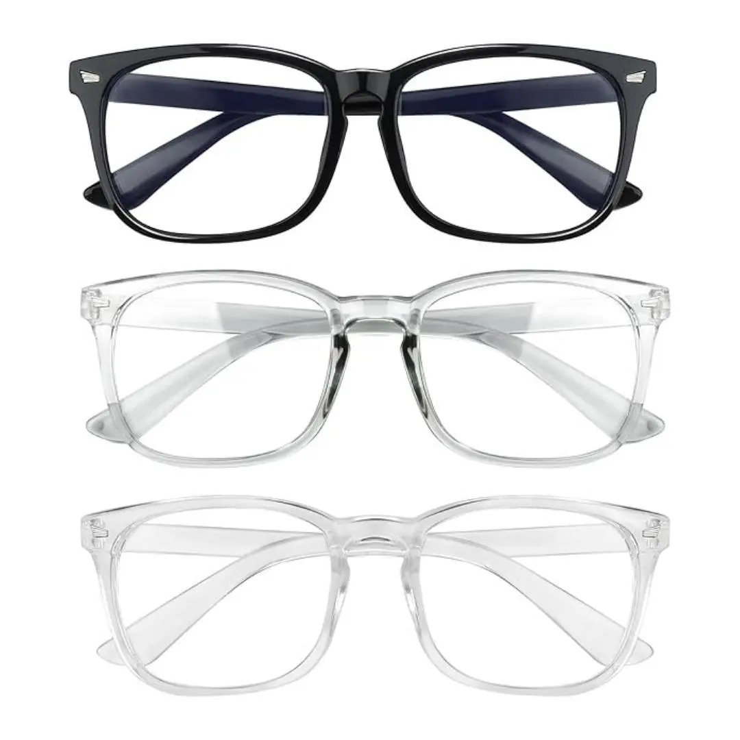 Blue Light Glasses, Computer/Gaming/TV/Phones Glasses for Women Men, UV Glare comfort(Light Black+Clear) Eyewear