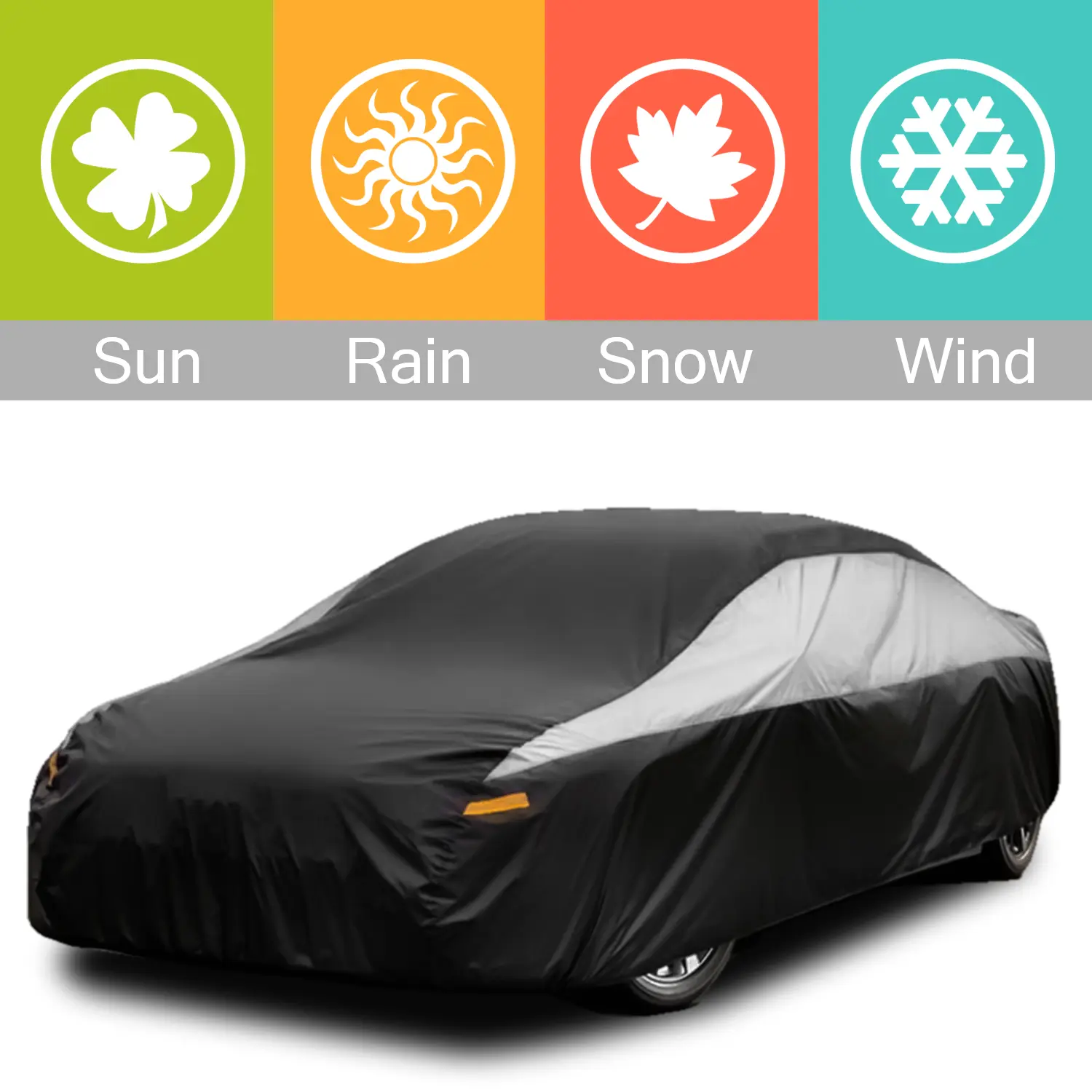 Universal Waterproof All-Purpose Car Cover for Sedan & SUV - 170T 2-Tone Durable Fabric, Quick Installation, UV Protection, Dustproof, Scratch Resistant, Car Paint Protection, All-Weather Outdoor/Indoor Use, 170T Fabric