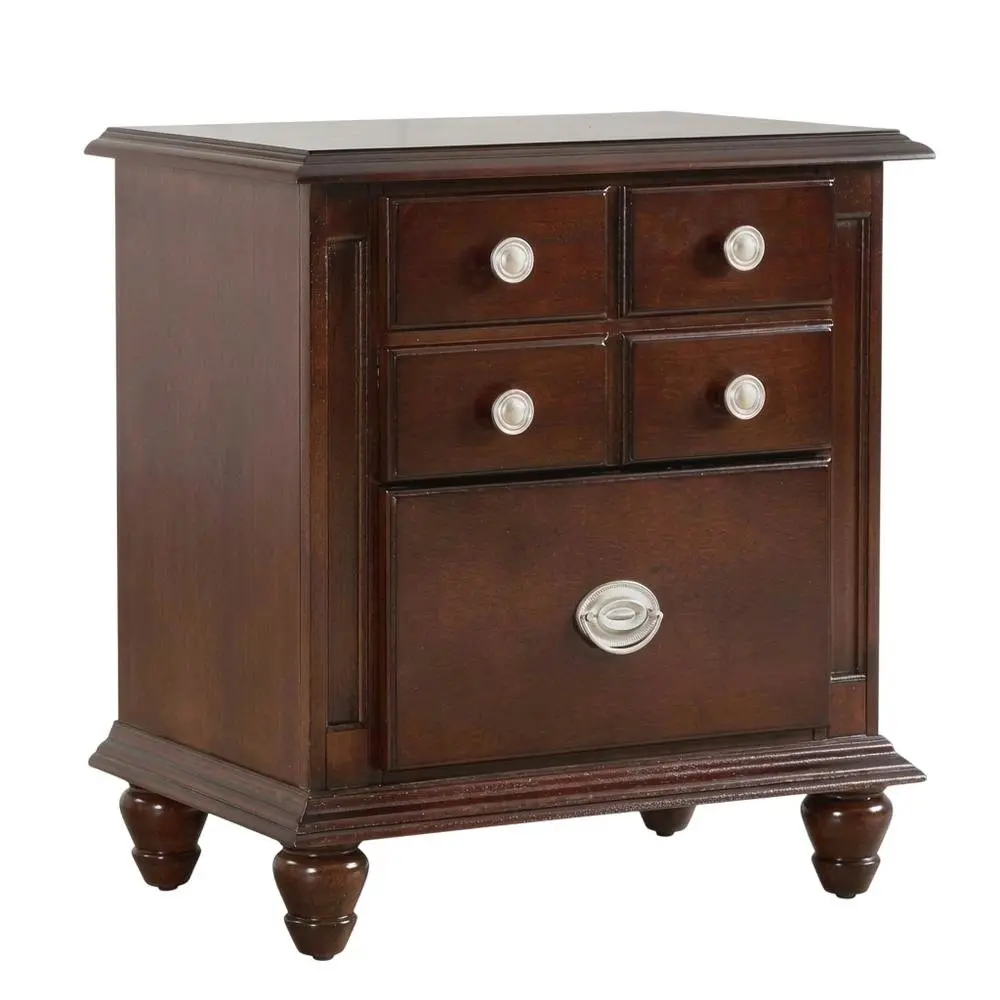 Traditional Style Single Unit Rectangular Cappuccino Nightstand with Glued-Screwed Dovetailed Drawers and Solid Finish