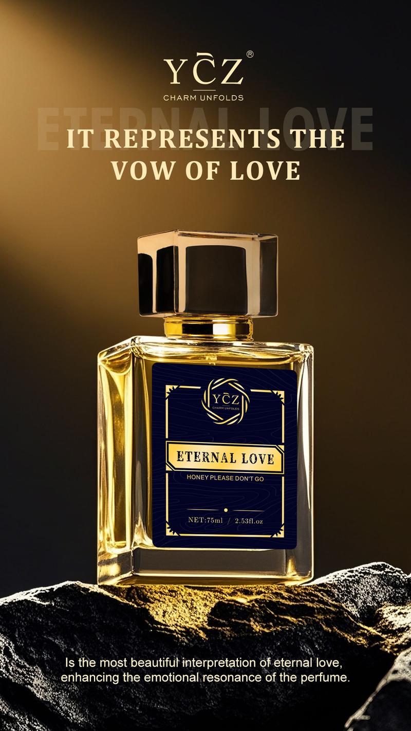 YCZ Eternal Love Eau De Parfum for Men 2.6oz 75ml Long Lasting Musk Ambergris Jasmine Rose Exotic Arabic Perfume Captivating Scent Exotic Arabic Perfume Captivating Scent Bold Arabian Perfume Aromatic Fragrance