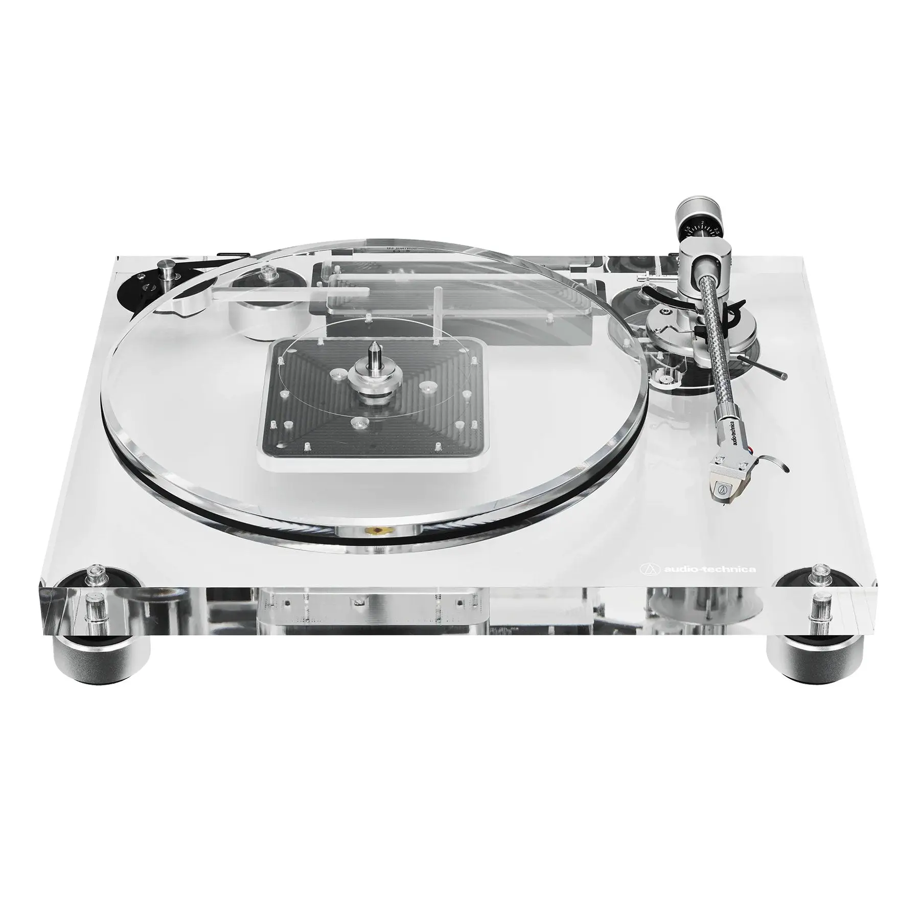 Audio-Technica AT-LPA2 Aluminium Belt-Drive Acrylic Turntable - Vinyl Record Player with Adjustable Tonearm, External Adapter for Musical Instrument Accessories Enthusiasts