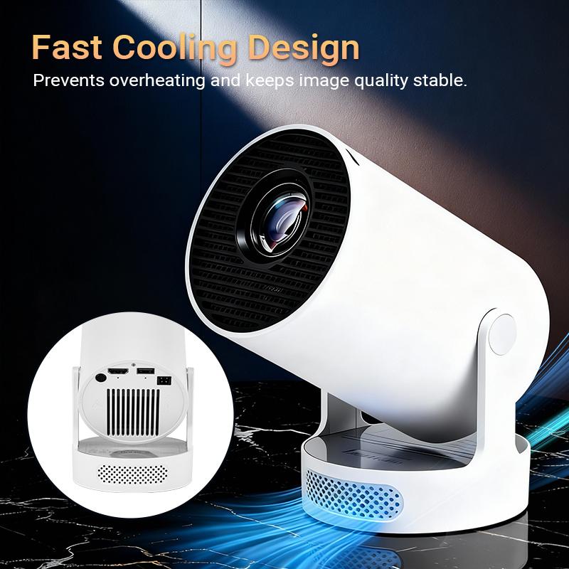 HY300ULTRA Mini Projector with WiFi 6 & Bluetooth 5.4, Portable Smart Projector with 4K Support, 5W Built-in Speaker, Auto Vertical Keystone, 180° Rotatable for Home & Outdoor Movies
