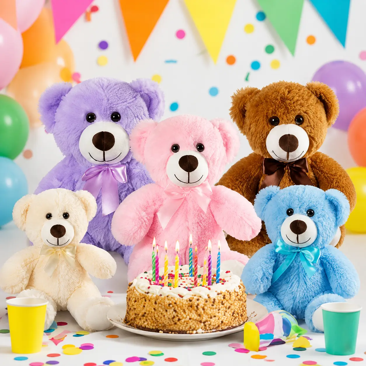 CHUBBYJOY 13 Inch Teddy Bear Plush, Soft Stuffed Animal Bear with Ribbon Bow, Cute Small Teddy Bear Plush Toy for Kids, Girls, Birthday, Valentine’s Day Gift, Room Decor