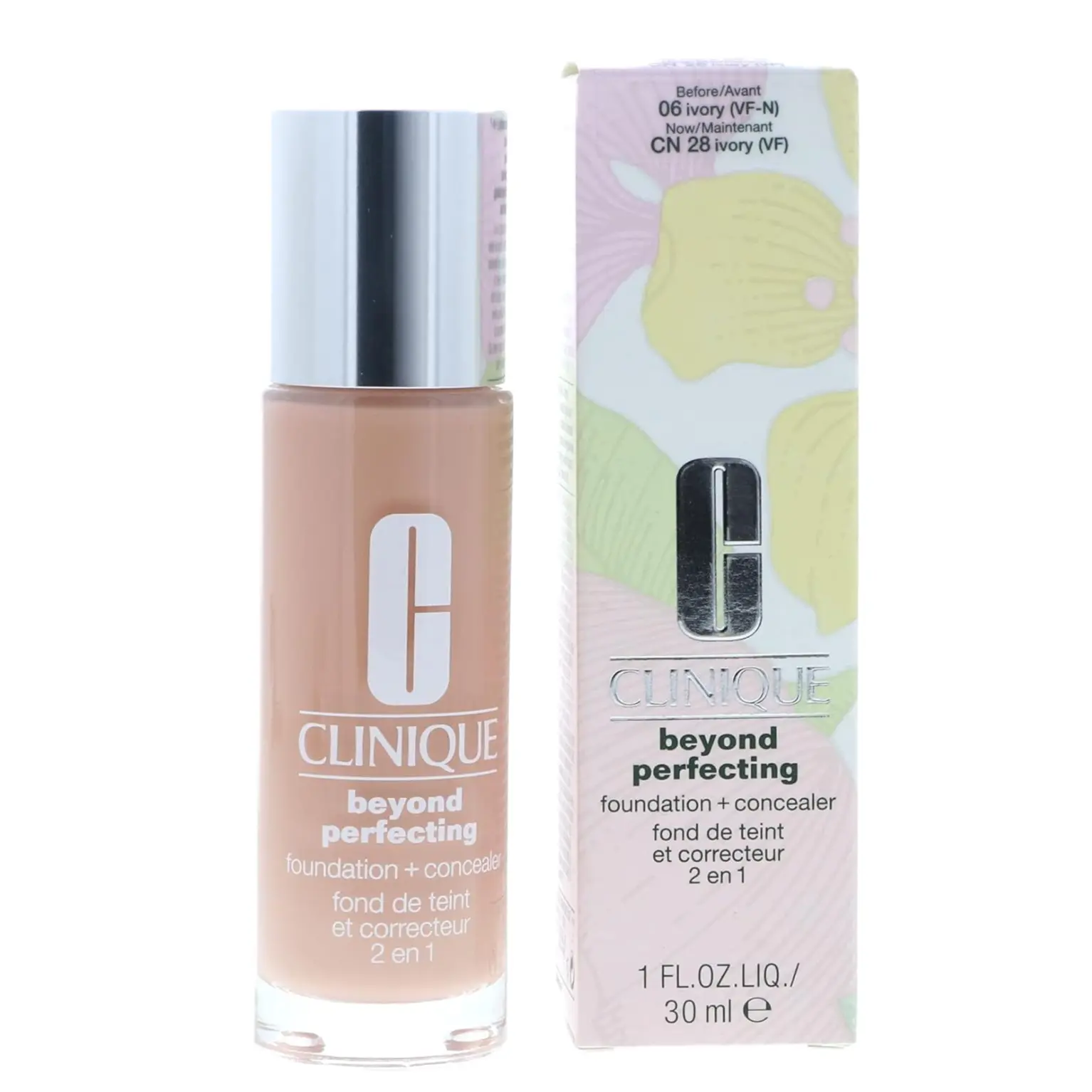 Clinique Beyond Perfecting 2 In 1 Foundation + Concealer for Dry Combination, Combination Oily and Oily  - 06 Ivory (VF-N), 1.0 Ounce