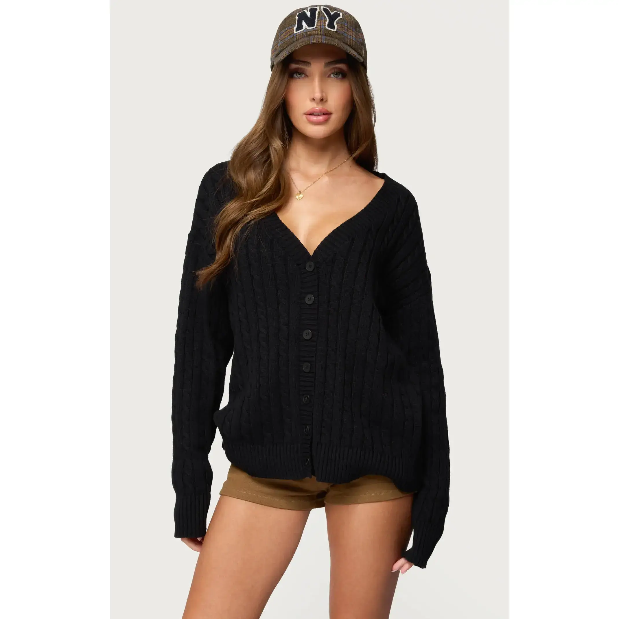 Edikted Women's Francine Oversized V Neck Cardigan