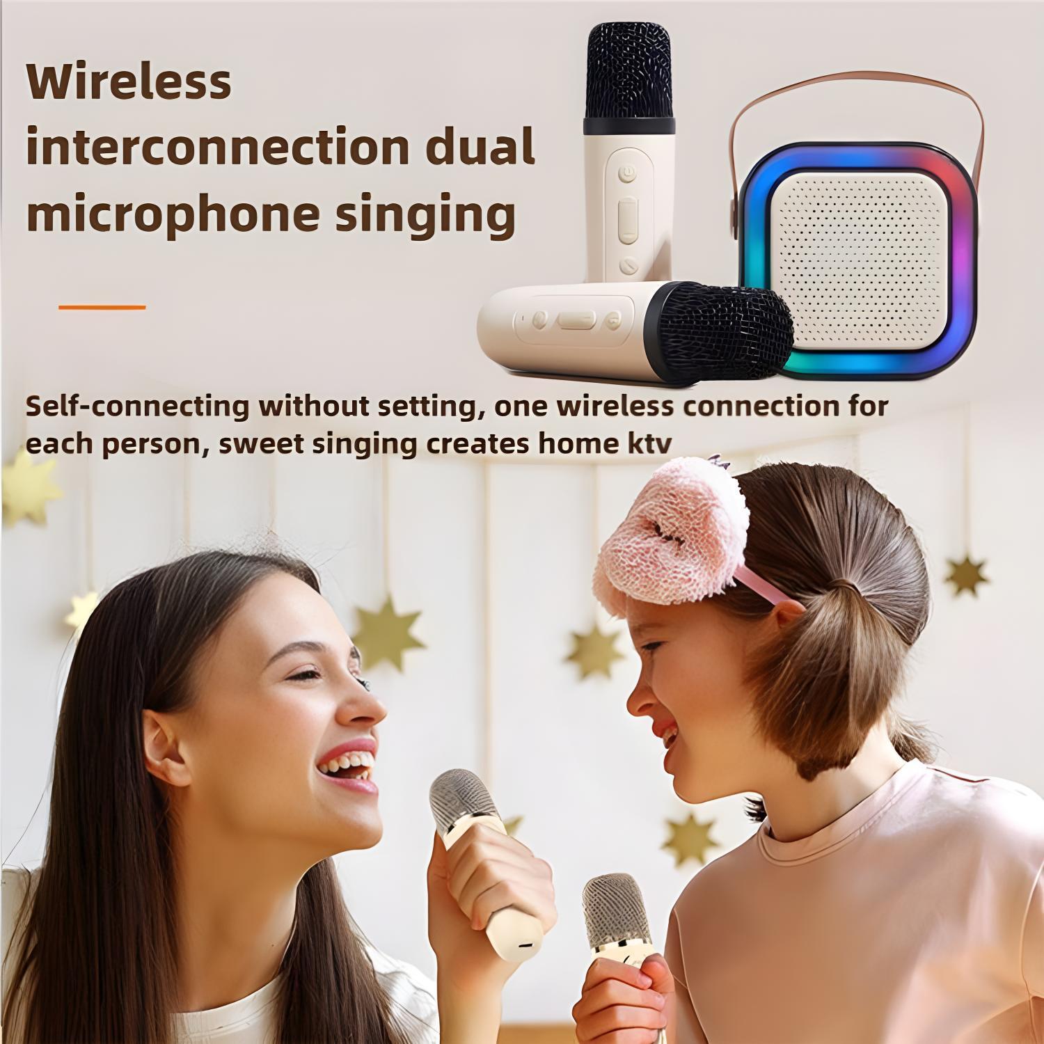 Portable Wireless Karaoke Speaker with Wireless Microphone,HIFI Stereo Sound KTV Speaker System,Wireless Speaker with RGB LED Lights,modified voice,Karaoke Machine for Outdoor,Travel, Best Gift for Home Party,Birthday Gift  speaker bluetooth Audio
