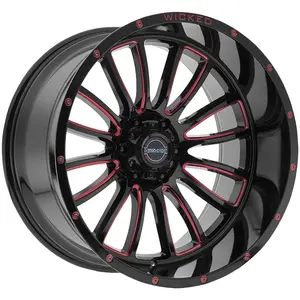 Wicked Off-Road W908 20x10 6x5.5" -24mm Black/Red Wheel Rim 20" Inch