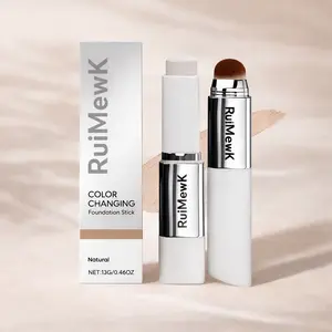 Color Changing Moisturizing Foundation Stick Gentle Formula Lightweight Matte Full Coverage Make-Up Natural Wheat Concealer Skin Tone Light Texture Foundation Stick