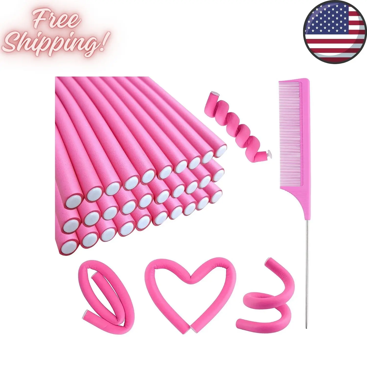 30PCS 9.45" Flexi Rods Curlers Set for Short and Long Hair