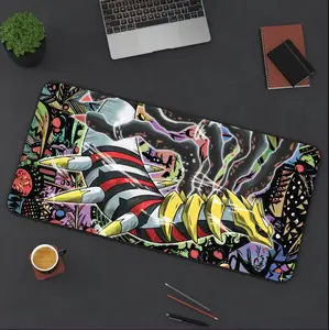 Anime Desk Mat, Legendary Elemental Birds Desk Mat, Fire Ice Lightning Phoenix Gaming Mouse Pad,, Mythical Creature Gamer Desk Setup