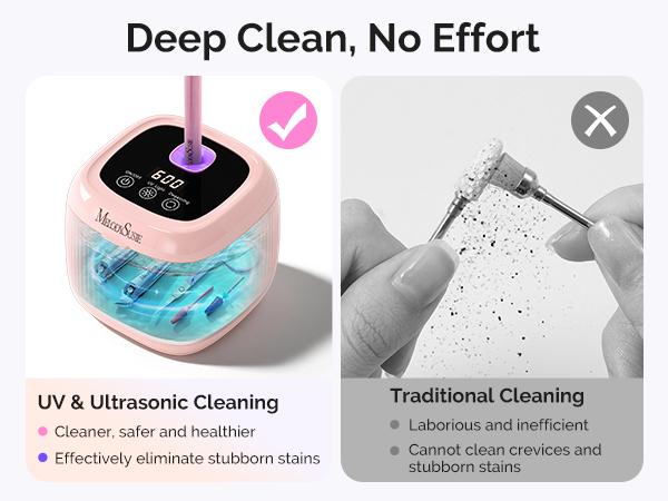 MelodySusie Ultrasonic Cleaner with Sterilization, 2-in-1 Machine for Manicure, Home & Salon, Incompatible with Acetone