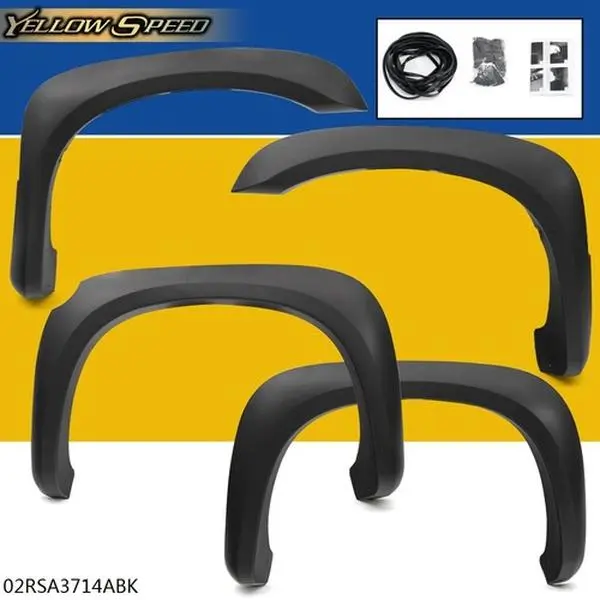 ALLGOOD 4pcs High Quality Injection Moulding Polypropylene Plastic Fender Flares - Matte Black Factory Look for 2005-2011 Dodge Dakota, Includes Stainless Steel Mounting Kit with Rubber Gaskets, Sandproof Scratch Shield Protects from Sand Damage, Includes