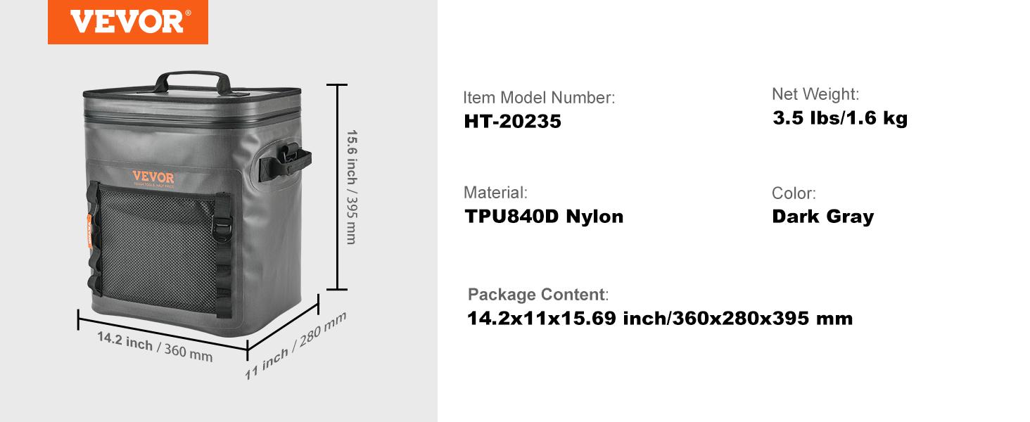 VEVOR Soft Lunchbox Cooler Bag, TikTokShopBlackFriday, Max 30 Cans Soft Sided Cooler Bag Leakproof with Zipper, Waterproof Soft Cooler Insulated Bag, Lightweight & Portable Collapsible Cooler for Beach, Hiking, Picnic