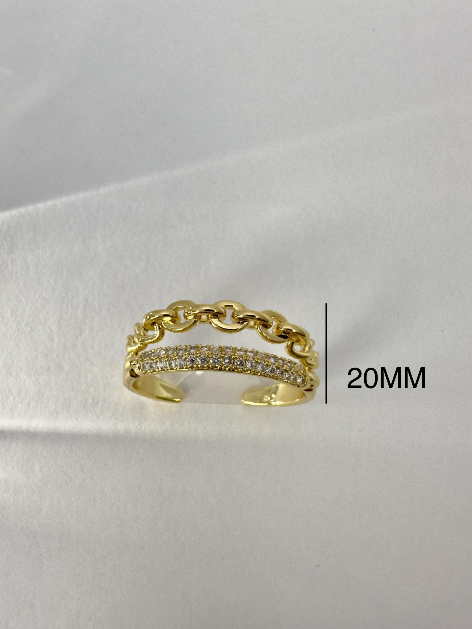 Double Layer Chain Moissanite Titanium Steel Ring, Unique Artistic Design, Statement Jewelry for Women, Express Your Personality, Fashionable Stackable Ring with Sparkling Stones Demi Ring Casual ring stack claddagh voldemort frank  ocean marquise  cut ba