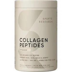 Sports Research Collagen Peptides - Hydrolyzed Type 1 & 3 Collagen Powder Protein Supplement for Healthy Skin, Nails, & Joints - Easy Mixing Vital Nutrients & Proteins, Collagen for Women & Men