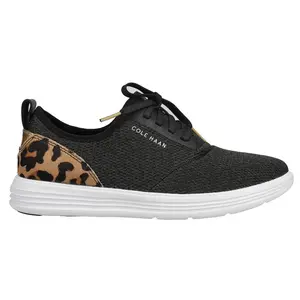 Cole Haan Womens Grandsport Journey Leopard Lace Up Sneakers Shoes Casual - Black