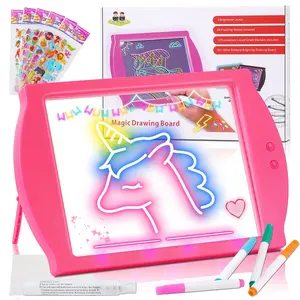 Magical Light Board for Kids, Light Up Drawing Board with 26 Flash Modes 5 Brightness Level, Glow Art Unique Craft Kit, Educational Learning Toys Birthday Christmas Gifts for Boys Girls 3 4 5 6 7 8