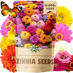 16000+ Zinnia Flower Seeds for 2026-7+ Color Mix, High Germination Rate, Perfect for Gardens, Mix Zinnia Wildflower Seeds, Mixed Colors and Large Blooms, Easy to Grow, Large 4 Ounce Packet